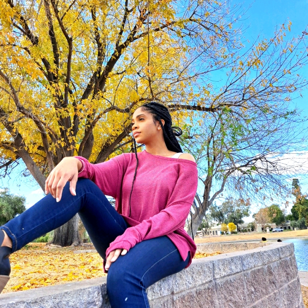 Berry Long Sleeve Open Knit Loose Fit Sweatshirt - Picture 4 of 5
